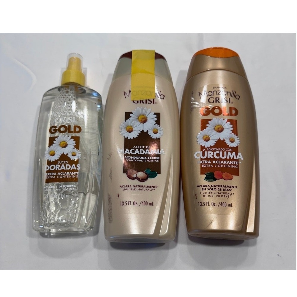 Lot of 3 Manzanilla GRISI Gold Hair Products NWOB